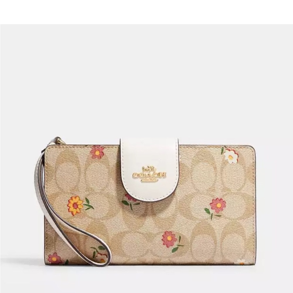 NWT Coach Tech Wallet In Signature Canvas With Nostalgic Ditsy Print